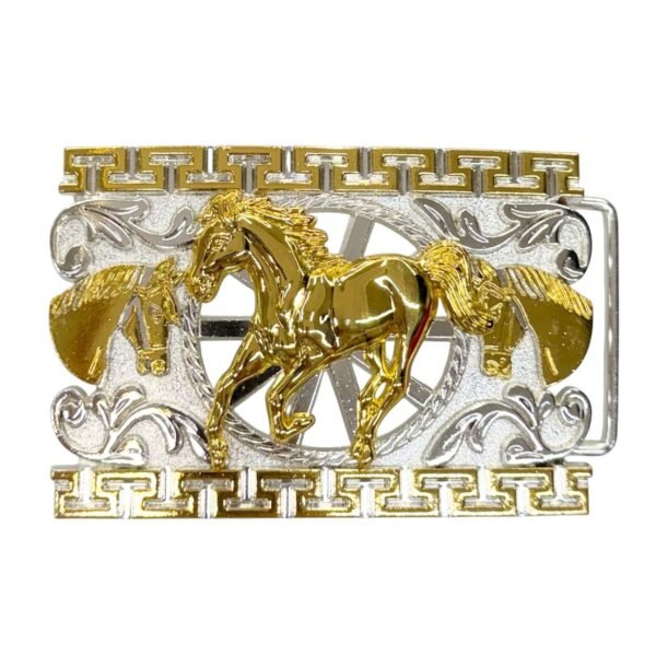 BB-66 Silver/Gold Horse Belt Buckle