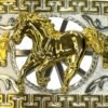 BB-66 Silver/Gold Horse Belt Buckle