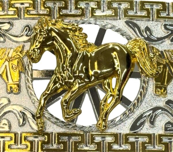 BB-66 Silver/Gold Horse Belt Buckle