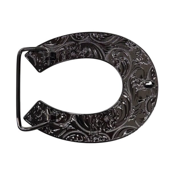 BB-82 Metal Longhorn/Horseshoe Ruby Belt Buckle