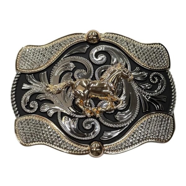 BB-87 Silver/Bronze Horse Belt Buckle