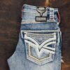 LAM12101 LAMASINI MED BLUE  BOOTCUT JEAN HEIGHT 32"
