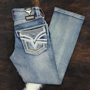 LAM12101 LAMASINI MED BLUE  BOOTCUT JEAN HEIGHT 30"