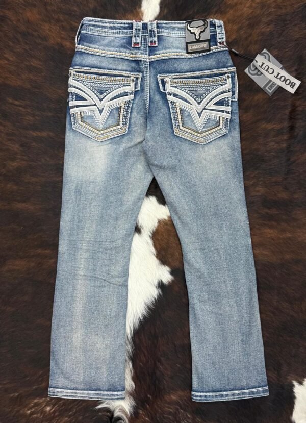 LAM12101 LAMASINI MED BLUE  BOOTCUT JEAN HEIGHT 32"