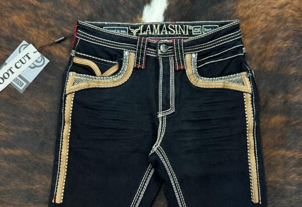 LAM12101 LAMASINI BLACK BOOTCUT JEAN HEIGHT 32"