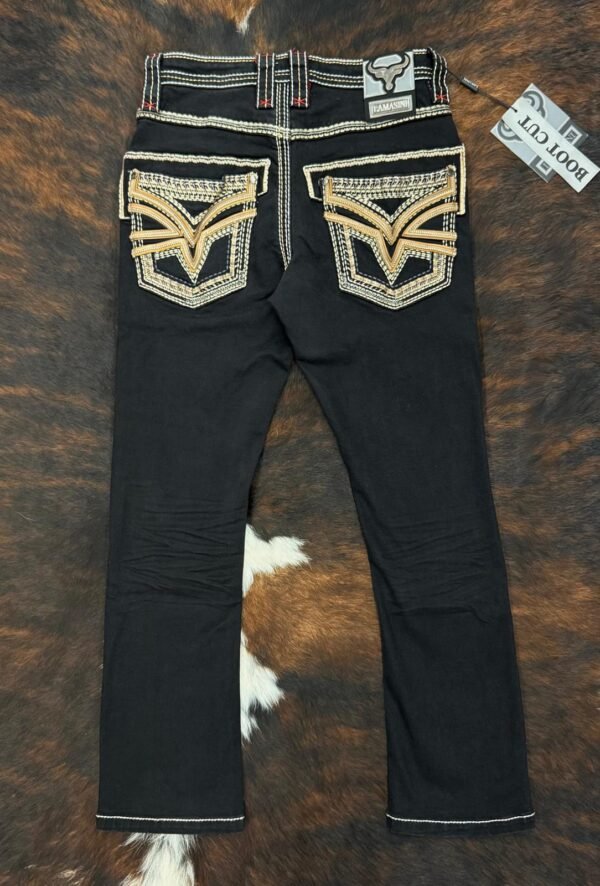LAM12101 LAMASINI BLACK BOOTCUT JEAN HEIGHT 32"