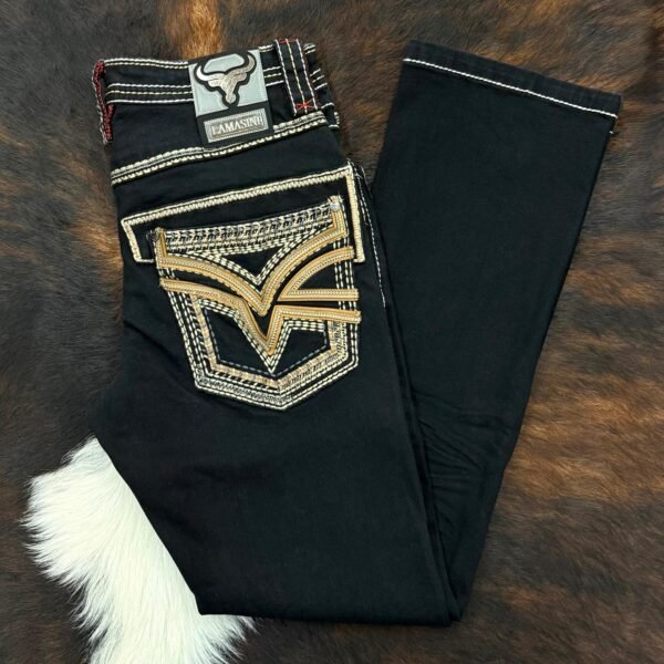 LAM12101 LAMASINI BLACK BOOTCUT JEAN HEIGHT 32"